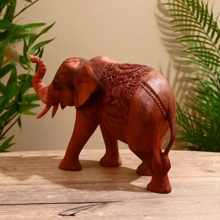 Сувенир дерево "Слон" резной коричневый цвет 20х30х12 см
