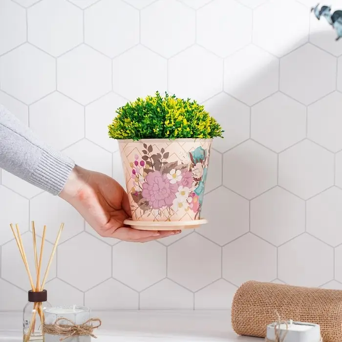 Горшок для цветов Доляна «Фрезия», 800 мл, цвет бежевый