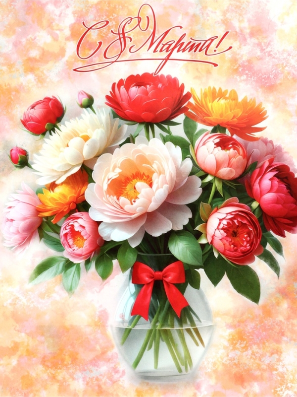 Пакет подарочный крафт Пакет подарочный крафт "С 8 Марта!" 21 х 11 х 27 См