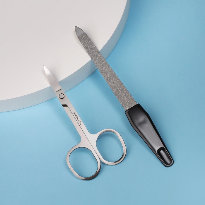 Набор маникюрный, 2 предмета, цвет чёрный/серебристый Набор маникюрный, 2 предмета, цвет чёрный/серебристый