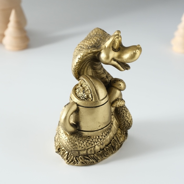 Копилка полистоун Копилка полистоун "Змейка с лейкой" золото 7х6х10 см