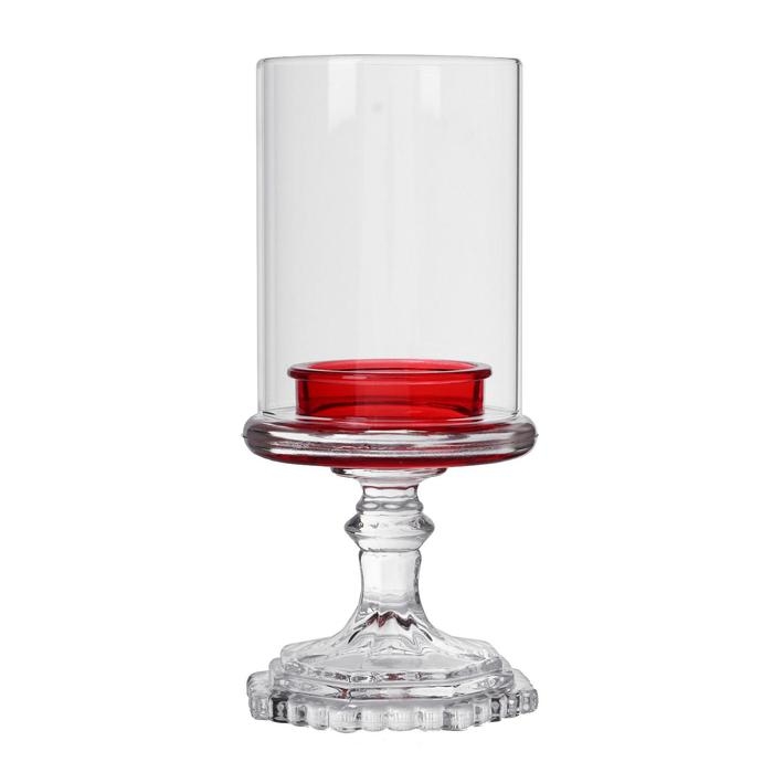 Подсвечник стекло на 1 свечу Подсвечник стекло на 1 свечу "Бокал на ножке" красный 18х8,5х5 см