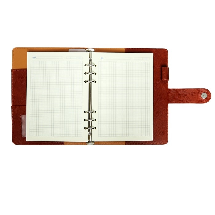 Органайзер на кольцах, обложка ПВХ, А5, 140 листов в клетку, на кнопке, с калькулятором, МИКС Органайзер на кольцах, обложка ПВХ, А5, 140 листов в клетку, на кнопке, с калькулятором, МИКС