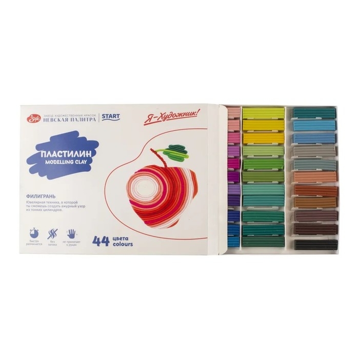 Пластилин ЗХК Пластилин ЗХК "Цветик", 44 цвета, 880 г, со стеком