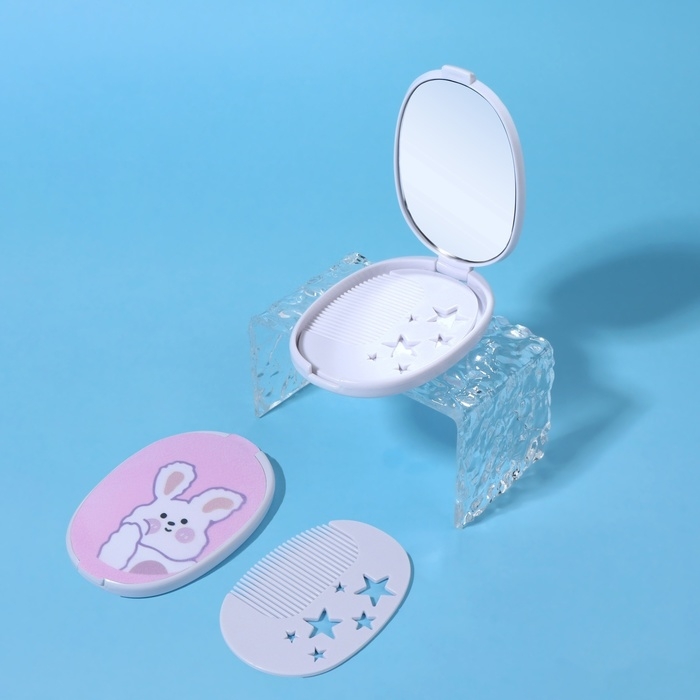 Зеркало складное «Зайка», с расчёской, 6,5 × 9,5 см Зеркало складное «Зайка», с расчёской, 6,5 × 9,5 см