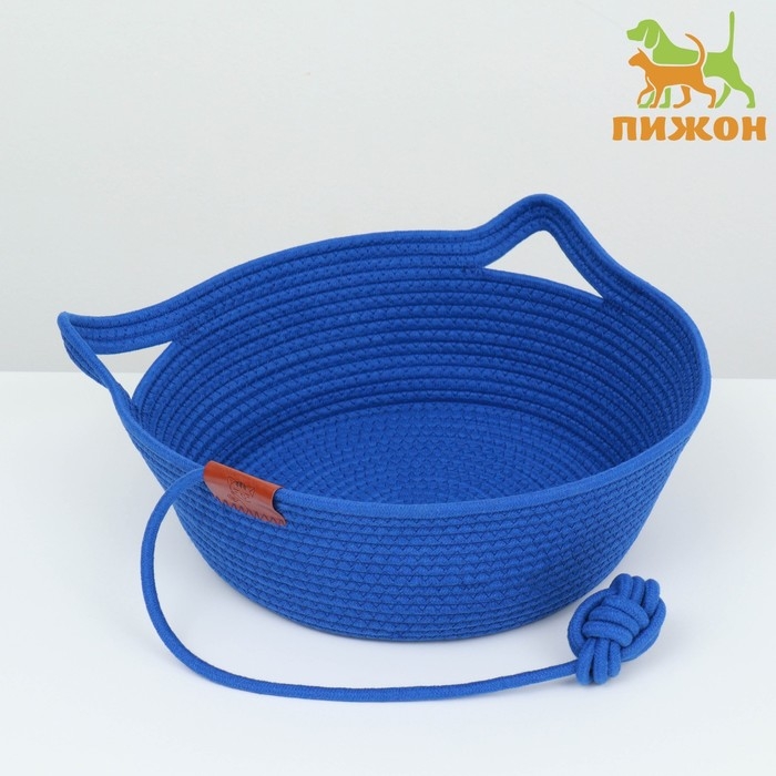 Экологичный лежак для животных (хлобчатобумажный),  35 х 35 х 12 см, вес до 5 кг, синий Экологичный лежак для животных (хлобчатобумажный),  35 х 35 х 12 см, вес до 5 кг, синий