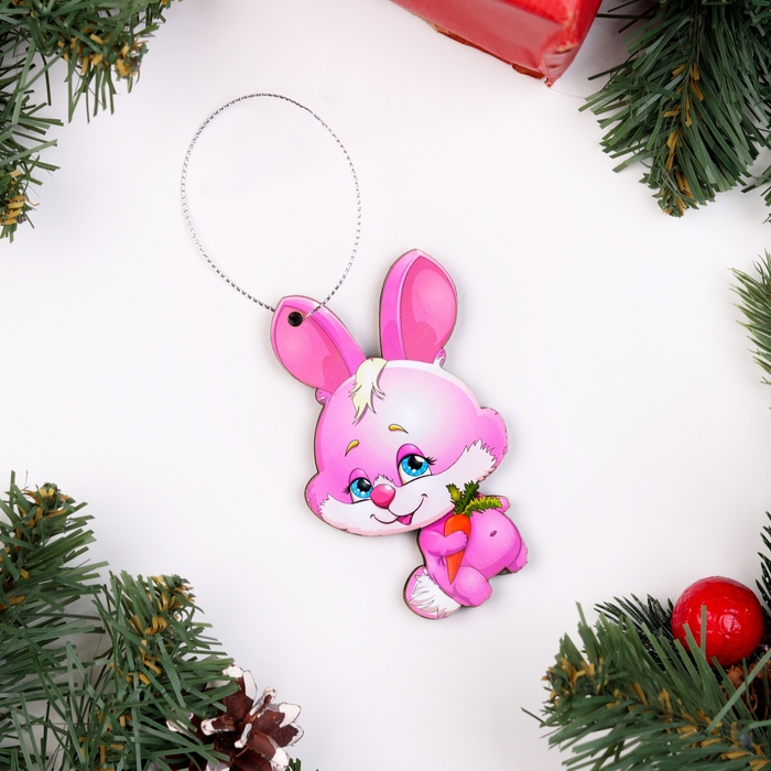 Ёлочная игрушка двусторонняя Ёлочная игрушка двусторонняя "Зайка", 9х6 см