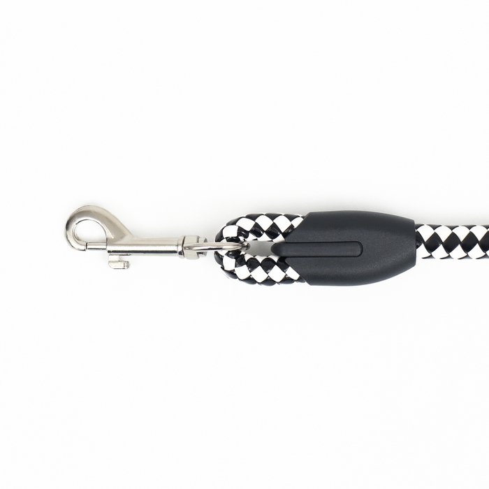 Поводок круглый Поводок круглый "Рябь", экокожа, 120 х 1,2 см, чёрно-белый