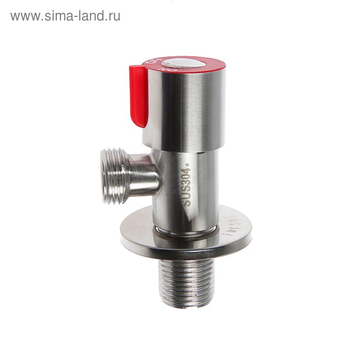 Кран шаровой Accoona A473G-4, 1/2"х1/2" наружная резьба, для быт. приборов, угловой, красный