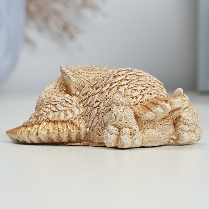 Фигура Фигура "Сова лежит пластом" бежевая, 7х7х3см