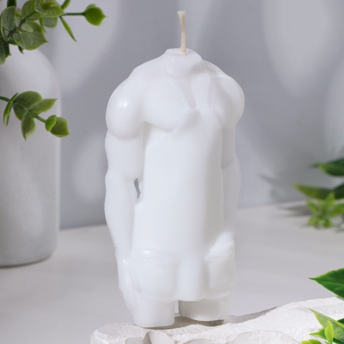 Свеча фигурная  Свеча фигурная "Мужской силуэт" в фартуке с сердечком, 5,5х3,5х10,5 см, белый