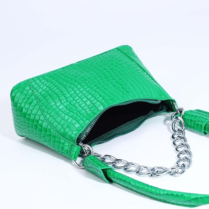 Сумка-багет на молнии, цвет зелёный Сумка-багет на молнии, цвет зелёный