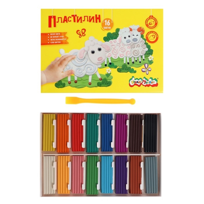 Пластилин 16 цветов 240 г Пластилин 16 цветов 240 г "Каляка-Маляка", со стеком