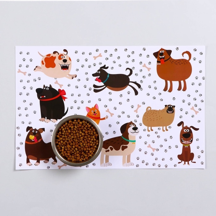 Коврик под миску  Коврик под миску "Пижон" 43 х 28 см "Весёлые собаки"