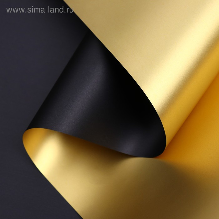 Пленка для цветов  Пленка для цветов "Пленка с золотом", цвет чёрный, 58 см х 5 м