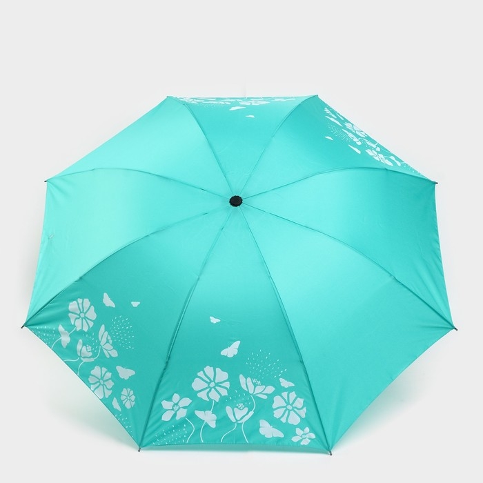 Зонт женский механический «Цветы», 8 спиц, d=95, цвет бирюзовый Зонт женский механический «Цветы», 8 спиц, d=95, цвет бирюзовый