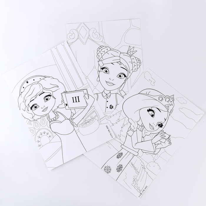 Раскраска в технике скетчинг &laquo;Царевны&raquo; &laquo;Царевны Даша, Алёнка и Варя&raquo;