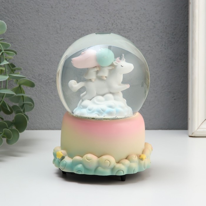 Сувенир полистоун водяной шар музыка и крутится Сувенир полистоун водяной шар музыка и крутится "Малыши в облаках" МИКС 10,5х10,5х15,5 см