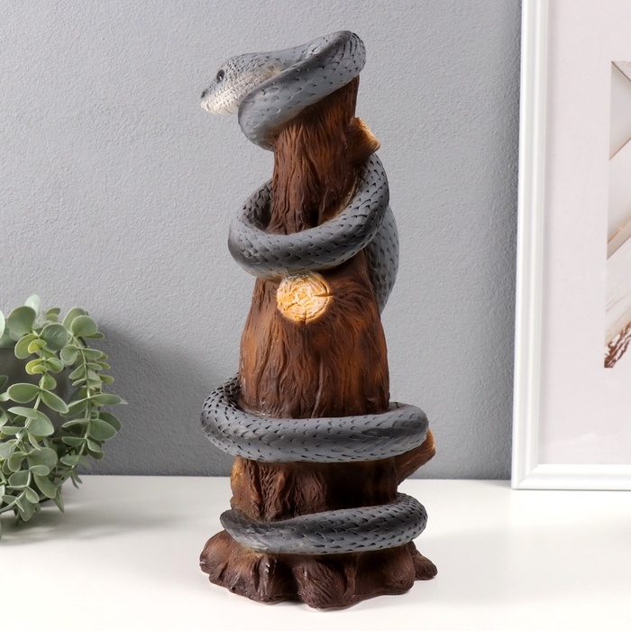 Новогодняя копилка  Новогодняя копилка "Змея на пеньке"  33 х 14 х 15 см