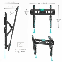 Кронштейн ONKRON TM5, для ТВ, наклонный, 32"-70", 35-145 мм от стены, черный