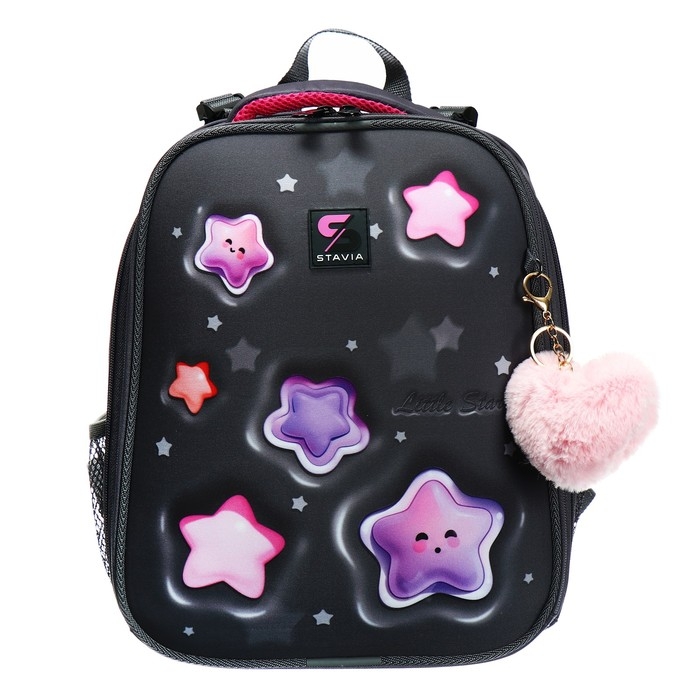 Рюкзак каркасный школьный 38 х 30 х 16 см, эргономичная спинка, Stavia Рюкзак каркасный школьный 38 х 30 х 16 см, эргономичная спинка, Stavia "Звёздочки", серый