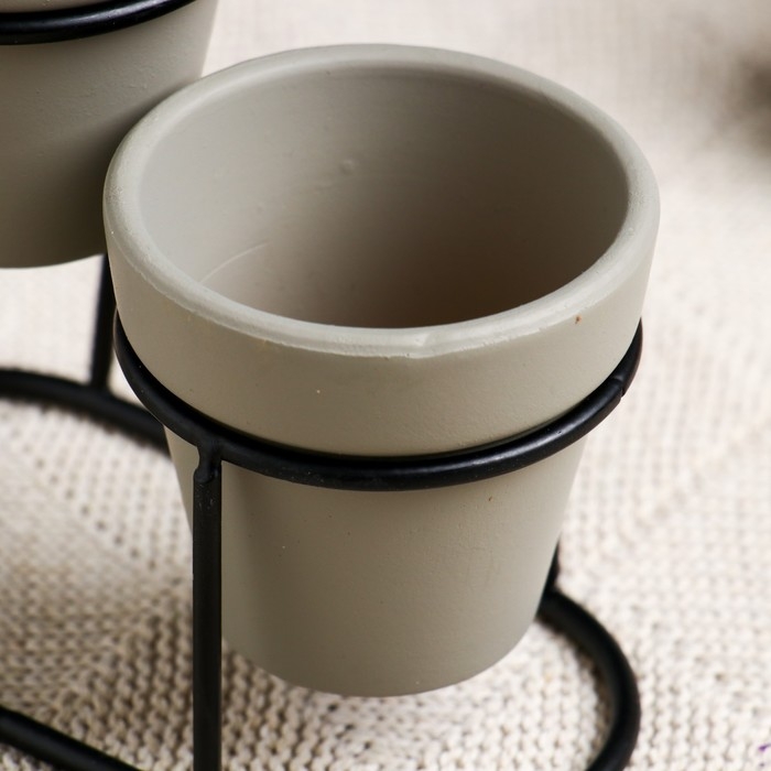 Набор кашпо  Набор кашпо "Дуэт" серое, на подставке, 12,5х11см