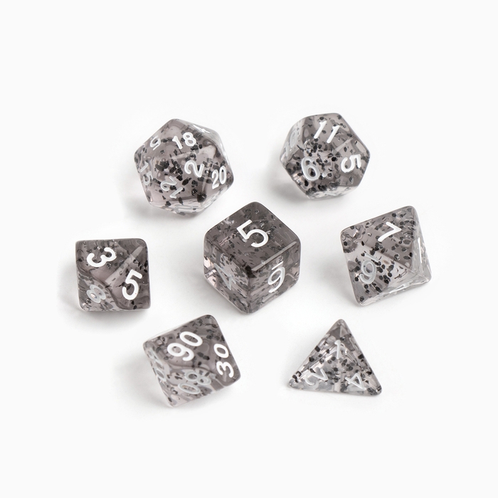 Набор кубиков для D&D (Dungeons and Dragons, ДнД) Набор кубиков для D&D (Dungeons and Dragons, ДнД) "Время игры", серия: D&D, 7 шт, серые