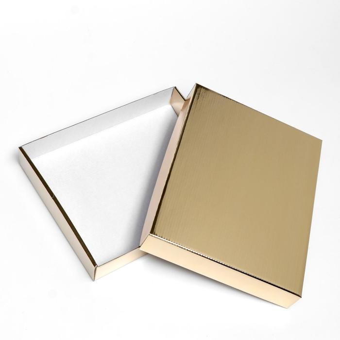 Коробка сборная без печати крышка-дно, золотая, без окна, 26 х 21,5 х 4 см Коробка сборная без печати крышка-дно, золотая, без окна, 26 х 21,5 х 4 см