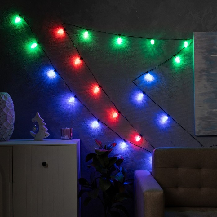 Умная гирлянда «Нить» 6 м с насадками «Шишки», IP20, тёмная нить, 20 LED, свечение RGB, USB Умная гирлянда «Нить» 6 м с насадками «Шишки», IP20, тёмная нить, 20 LED, свечение RGB, USB