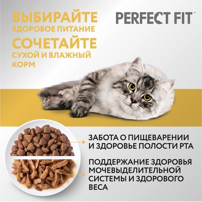 Сухой корм Perfect Fit для чувствительных кошек, индейка, 650 г Сухой корм Perfect Fit для чувствительных кошек, индейка, 650 г