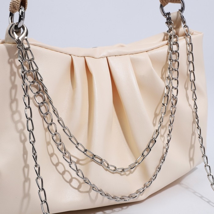 Сумка-багет на молнии, цвет молочный Сумка-багет на молнии, цвет молочный