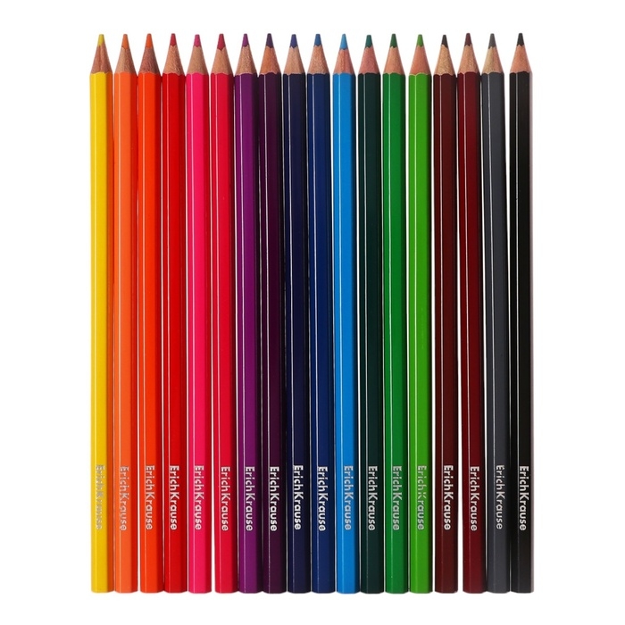 Карандаши 18 цветов ErichKrause шестигранные, деревяные, европодвес Карандаши 18 цветов ErichKrause шестигранные, деревяные, европодвес