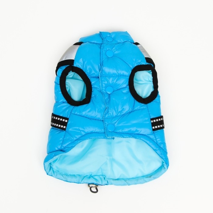 Куртка для собак со светоотражающей шлейкой,  размер 8 (ДС 23, ОГ 30, ОШ 22), голубая Куртка для собак со светоотражающей шлейкой,  размер 8 (ДС 23, ОГ 30, ОШ 22), голубая