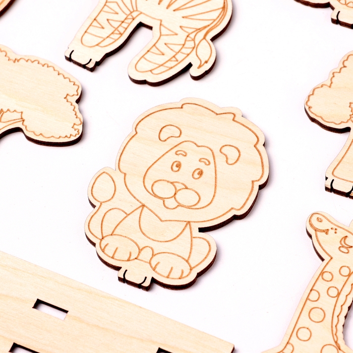 Деревянная объемная раскраска Деревянная объемная раскраска "Сафари", 7 фигур, подставка