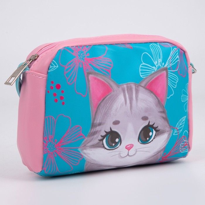 Сумка детская для девочки «Серый котик» из эко-кожи, на ремешке, 15х12х3 см Сумка детская для девочки «Серый котик» из эко-кожи, на ремешке, 15х12х3 см