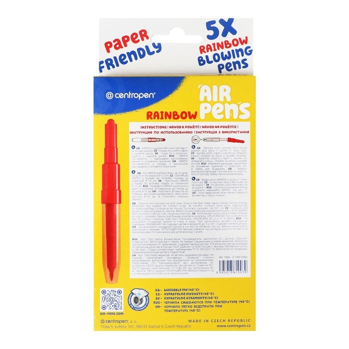 Фломастеры - блопены 5 цветов Centropen 1500/05 AirPens Bright Colours Фломастеры - блопены 5 цветов Centropen 1500/05 AirPens Bright Colours