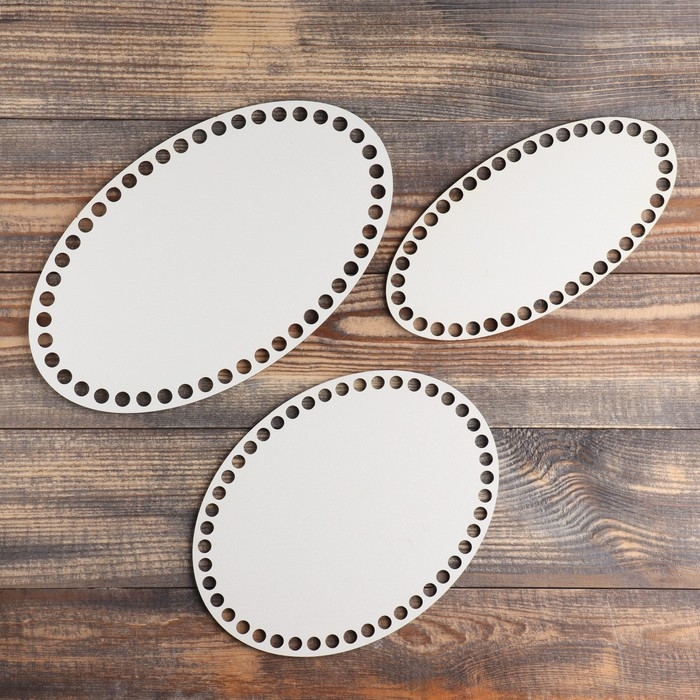 Набор заготовок для вязания Набор заготовок для вязания "Овал" (3 в 1), донышко лхдф белый, 25×15, 20×15, 20×10 см