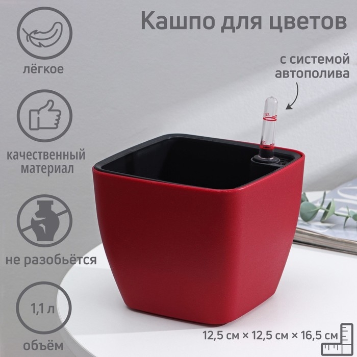 Кашпо для цветов с автополивом Unicum, пластик, 1,1 л, цвет МИКС Кашпо для цветов с автополивом Unicum, пластик, 1,1 л, цвет МИКС