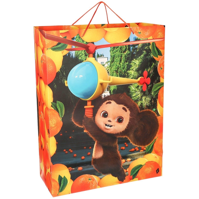 Пакет подарочный, 46х61х20 см, упаковка, Чебурашка Пакет подарочный, 46х61х20 см, упаковка, Чебурашка