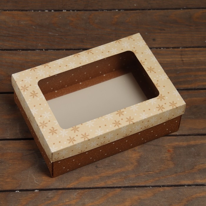 Новый год. Коробка подарочная новогодняя складная, крышка-дно, с окном Новый год. Коробка подарочная новогодняя складная, крышка-дно, с окном "Новогодняя снежинка" 24 х 17 х 8 см