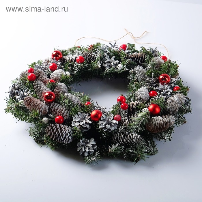 Венок праздничный &laquo;Снежное чудо&raquo;, ручная работа