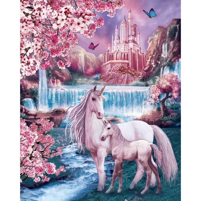 Алмазная мозаика с полным заполнением на подрамнике «Сказочные единороги», 40 х 50 см Алмазная мозаика с полным заполнением на подрамнике «Сказочные единороги», 40 х 50 см