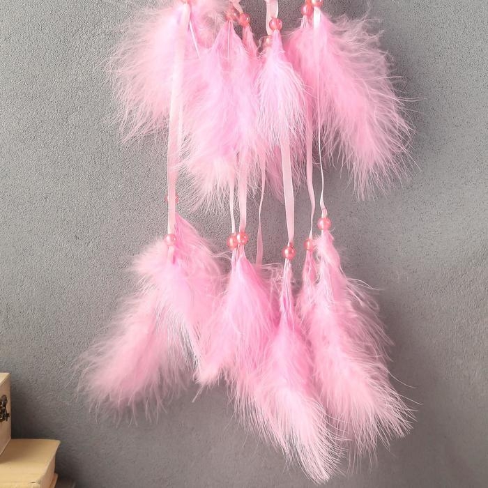 Ловец снов Ловец снов "Паутинка с жемчужинами" d=11 см светло-розовый 40 см