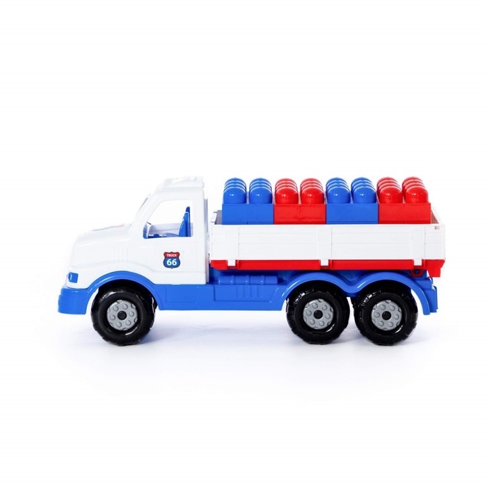 Автомобиль бортовой «Сталкер», цвет бело-синий + конструктор «Юниор», 20 элементов Автомобиль бортовой «Сталкер», цвет бело-синий + конструктор «Юниор», 20 элементов