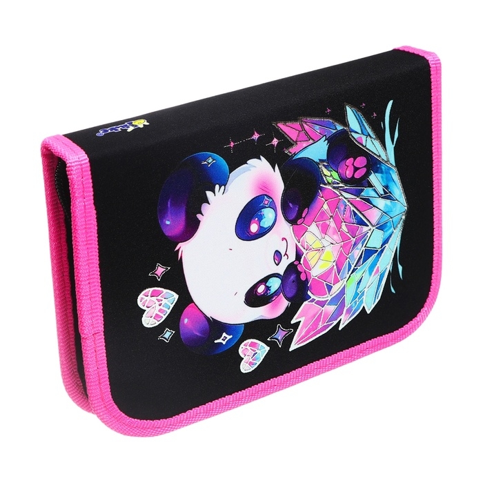 Пенал 1 секция 130 х 190 х 30 мм, с откидной планкой, ПКТ 07-22-19 Пенал 1 секция 130 х 190 х 30 мм, с откидной планкой, ПКТ 07-22-19 "Панда в сердечках" ламинированный картон