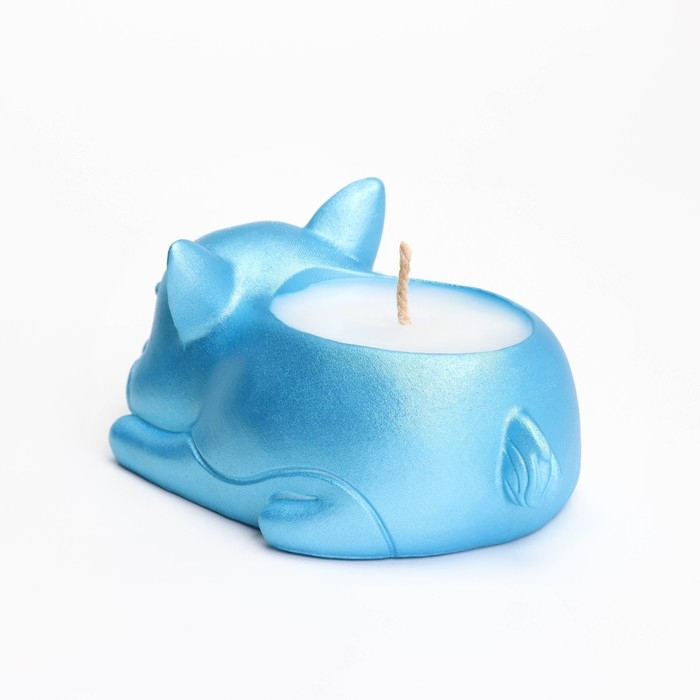 Свеча  Свеча "Корги" в подсвечнике из гипса,8,5х13х7см,голубой