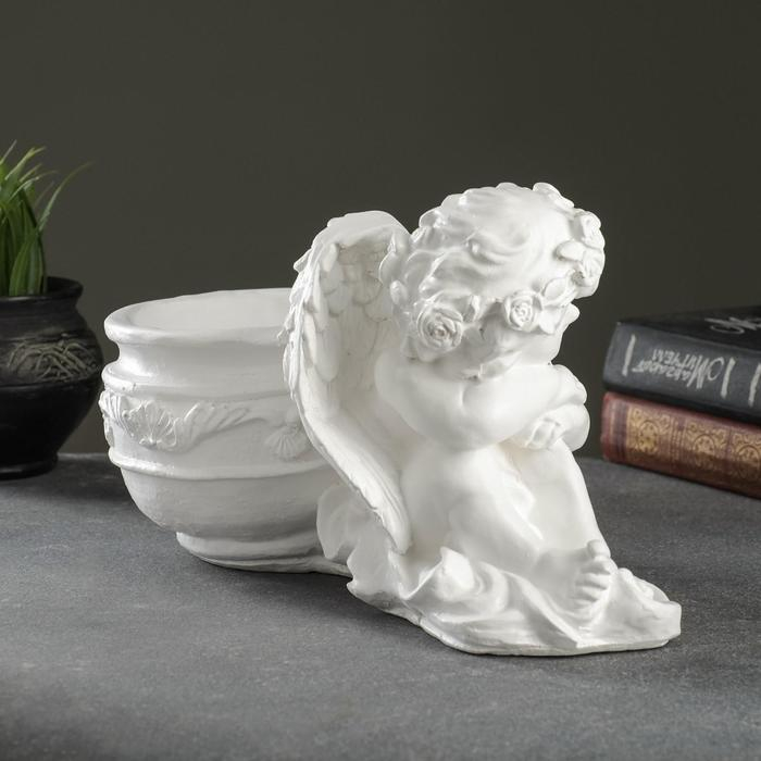 Фигурное кашпо Фигурное кашпо "Спящий ангел" белый 0,65 л / 15х18,5х31см