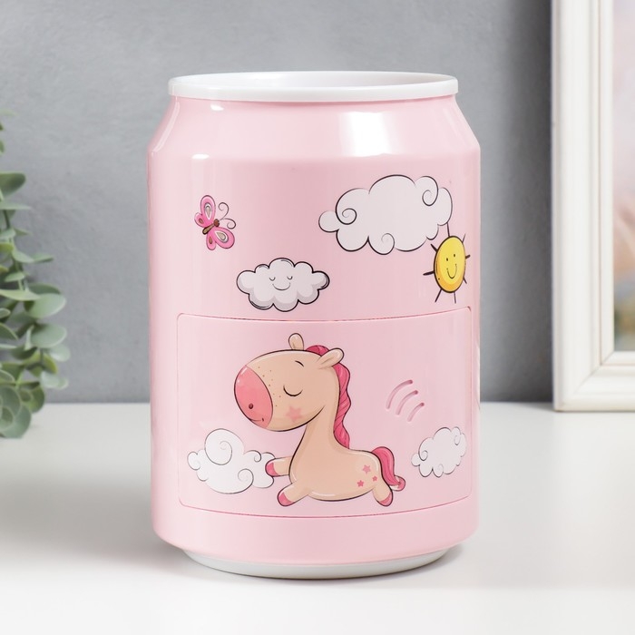 Копилка пластик Копилка пластик "Банка. Единорог" кодовый замок, звук АА розовый 15х21 см