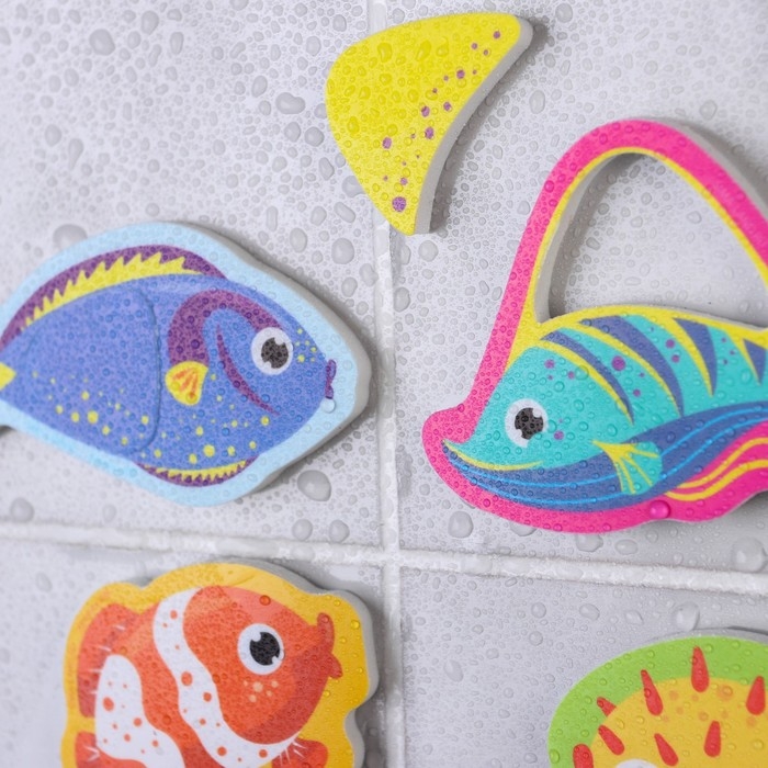 Набор игрушек для ванны Набор игрушек для ванны "Морские обитатели" 8 штук, с сеткой + удочка, Крошка Я