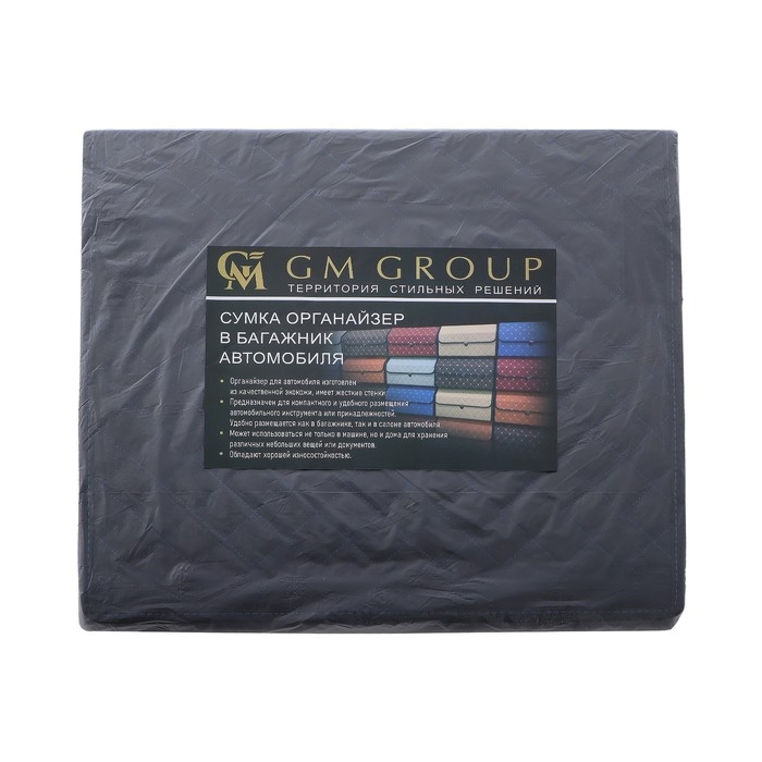 Органайзер кофр в багажник автомобиля LION, экокожа, ромб, 50×30×30 см, черно-синий Органайзер кофр в багажник автомобиля LION, экокожа, ромб, 50×30×30 см, черно-синий